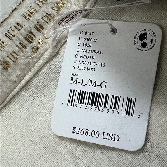 Free People x Jen’s Pirate Booty Folksong Kaftan Dress Cream Ruched V-Neck M/L - Picture 7 of 9